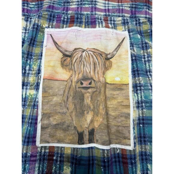 Colours by Alexander Julian Men's Plaid Highland Cow Button Up Shirt - Size L - Picture 3 of 5